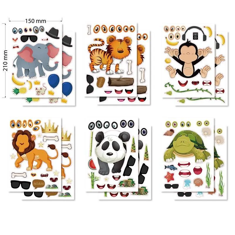 Stiker Jigsaw Puzzle Kewan Kartun